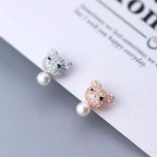 Rose gold and silver Bear Earrings