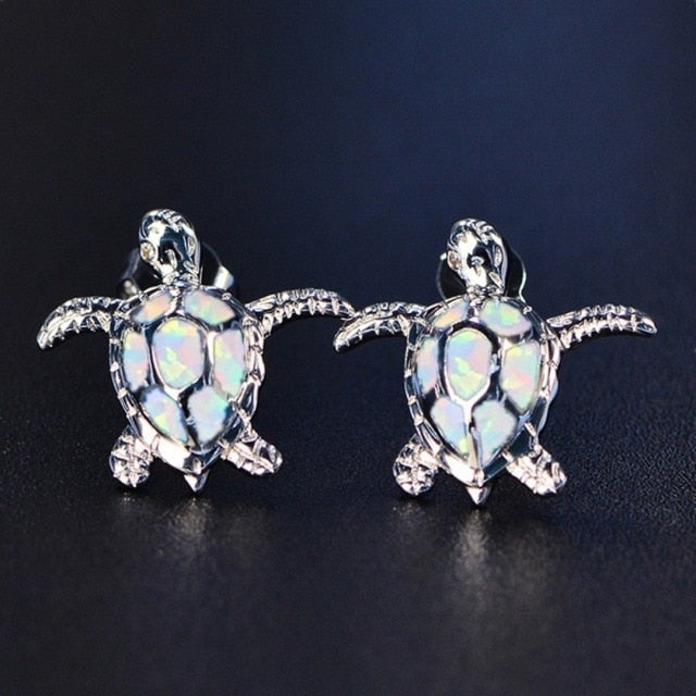 White Sea Turtle Earrings