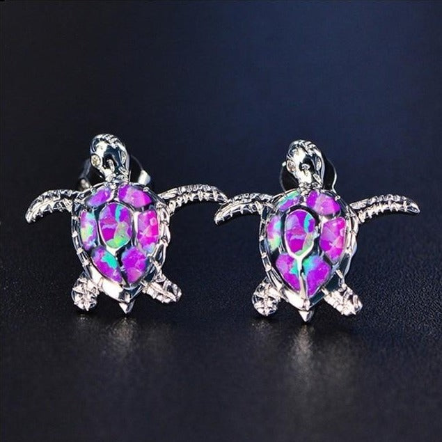 Purple Sea Turtle Earrings