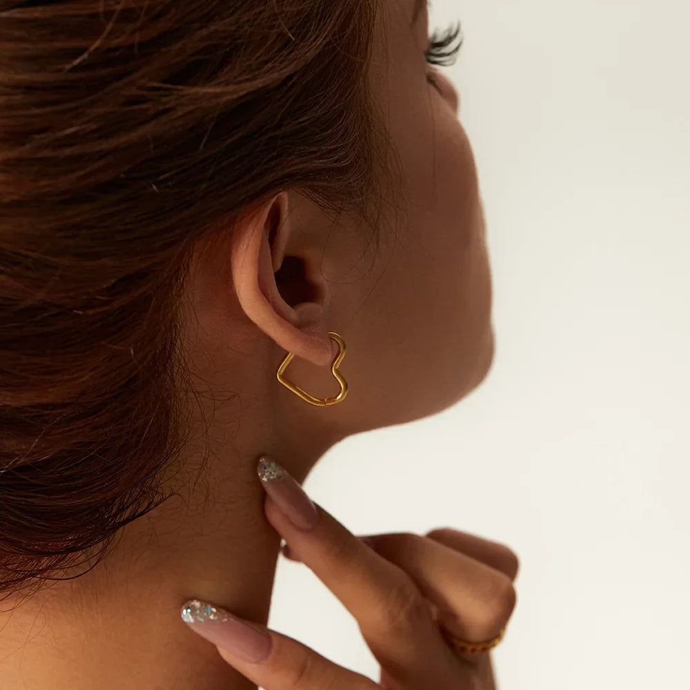 Heart Hoop Earrings for Women in Gold