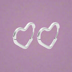 Heart Hoop Earrings for Women in Silver