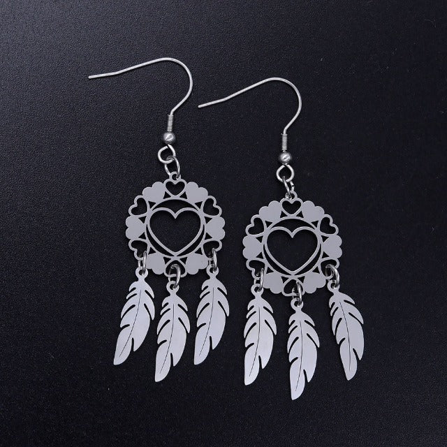 Dream Catcher Heart Earrings silver