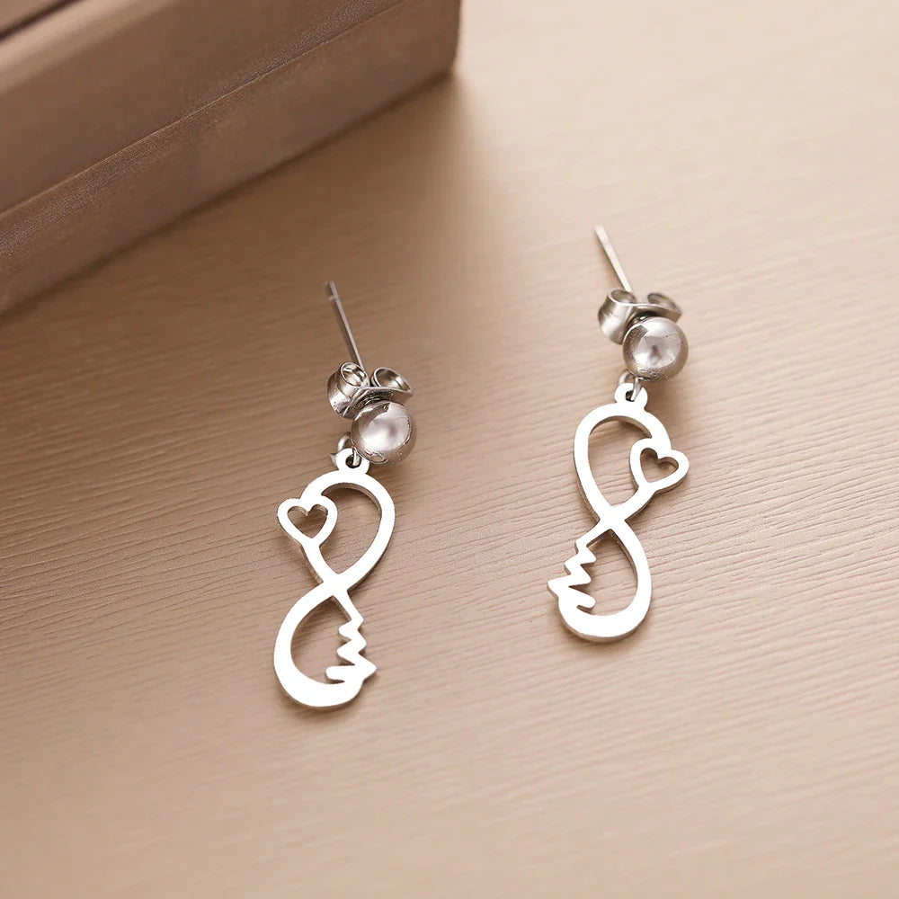 Infinity Heart Earrings Silver