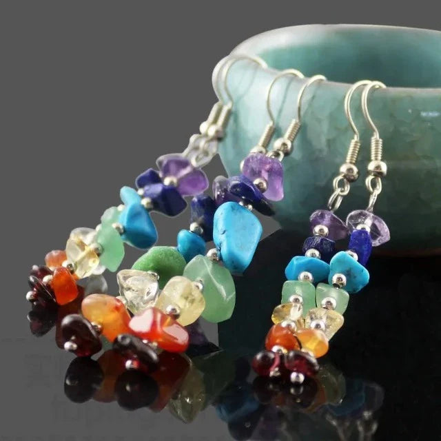 7 Chakras Natural Stone Earrings