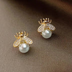 Bee and pearl earrings
