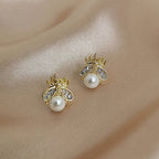 Bee and pearl earrings