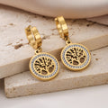 Women's Tree of Life Dangle Earrings in Gold