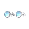 Women's Silver Moonstone Stud Earrings