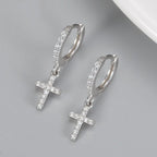 Earrings with Cross Gold & Silver silver
