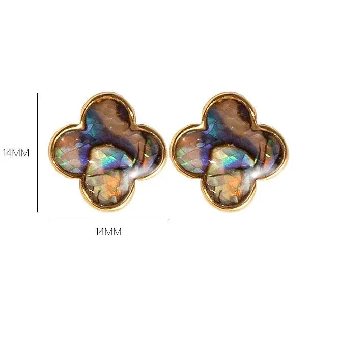 Natural Stone Four-Leaf Clover Stud Earrings