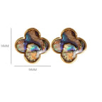 Natural Stone Four-Leaf Clover Stud Earrings