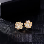 4-Leaf Clover Zircon Stud Earrings Gold