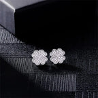 4-Leaf Clover Zircon Stud Earrings Silver