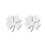 Lucky Four-Leaf Clover Stud Earrings silver