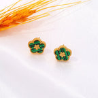 5-Leaf Clover Stud Earrings Green