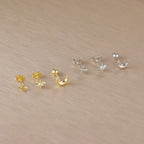 Crescent Moon and Stars Stud Earrings in Silver