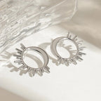 Moon and Sun Crescent Stud Earrings in silver