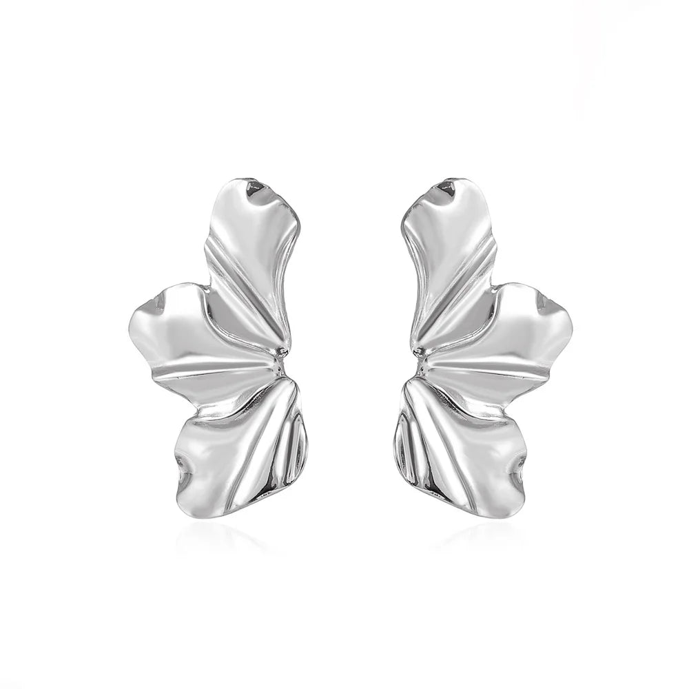 Half-Flower Stud Earrings Silver
