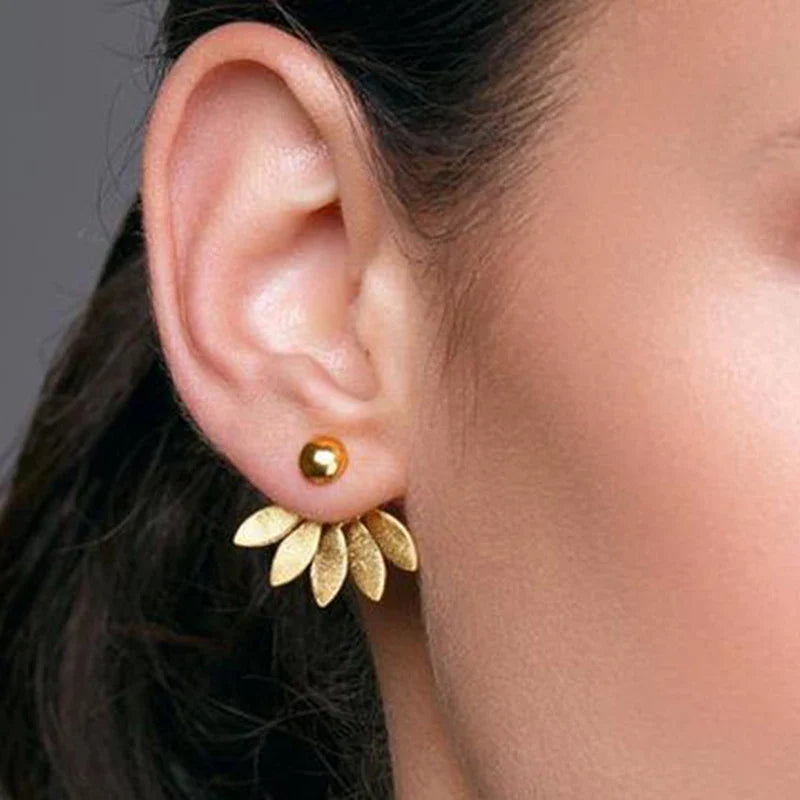 Half-Flower Gold Stud Earrings