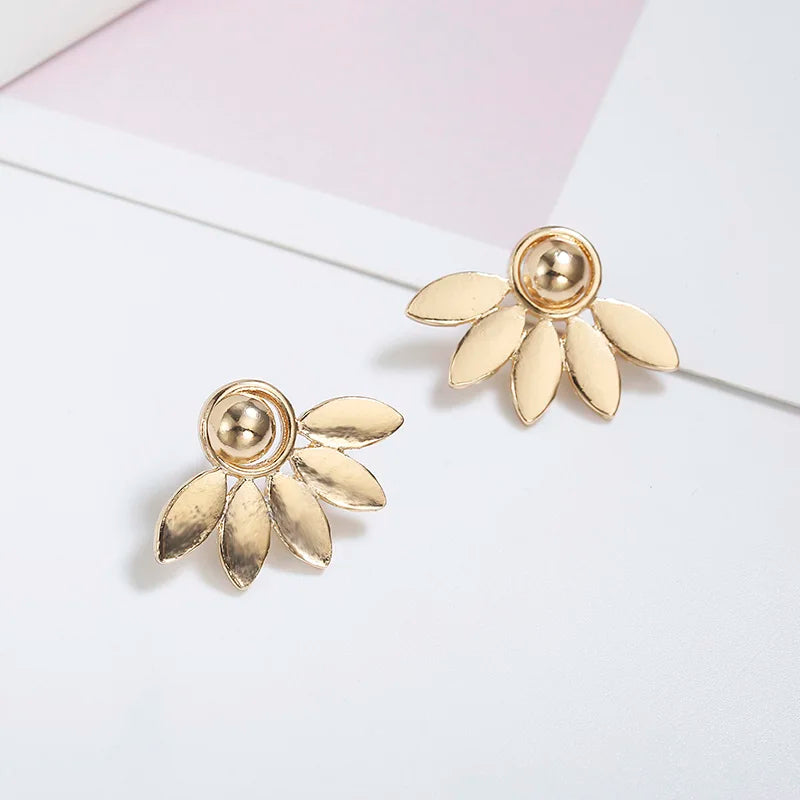Half-Flower Gold Stud Earrings