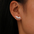 Sun Half-Circle Stud Earrings in Silver