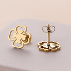 4-Leaf Clover Stud Earrings gold