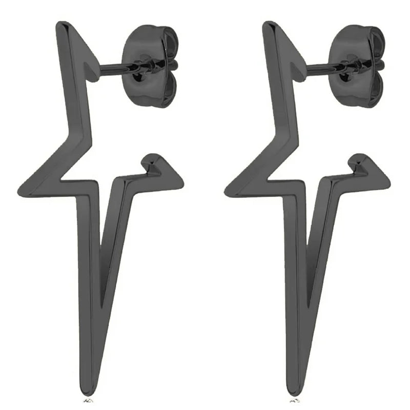 Punk-Style Star Stud Earrings Black