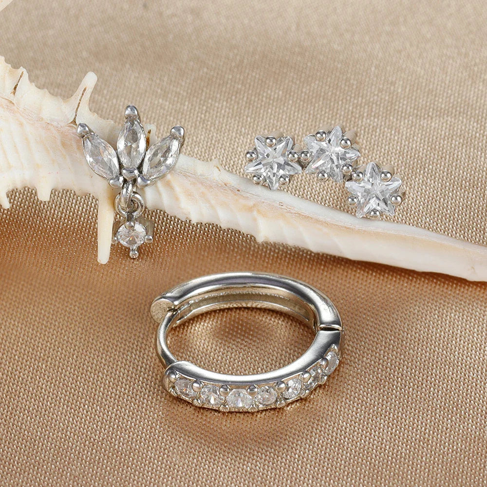 Star Zircon Stud Earrings for Women Silver