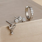 Star Zircon Stud Earrings for Women Silver