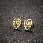 Palm Leaf Stud Earrings gold