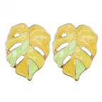 Palm Leaf Stud Earrings Yellow