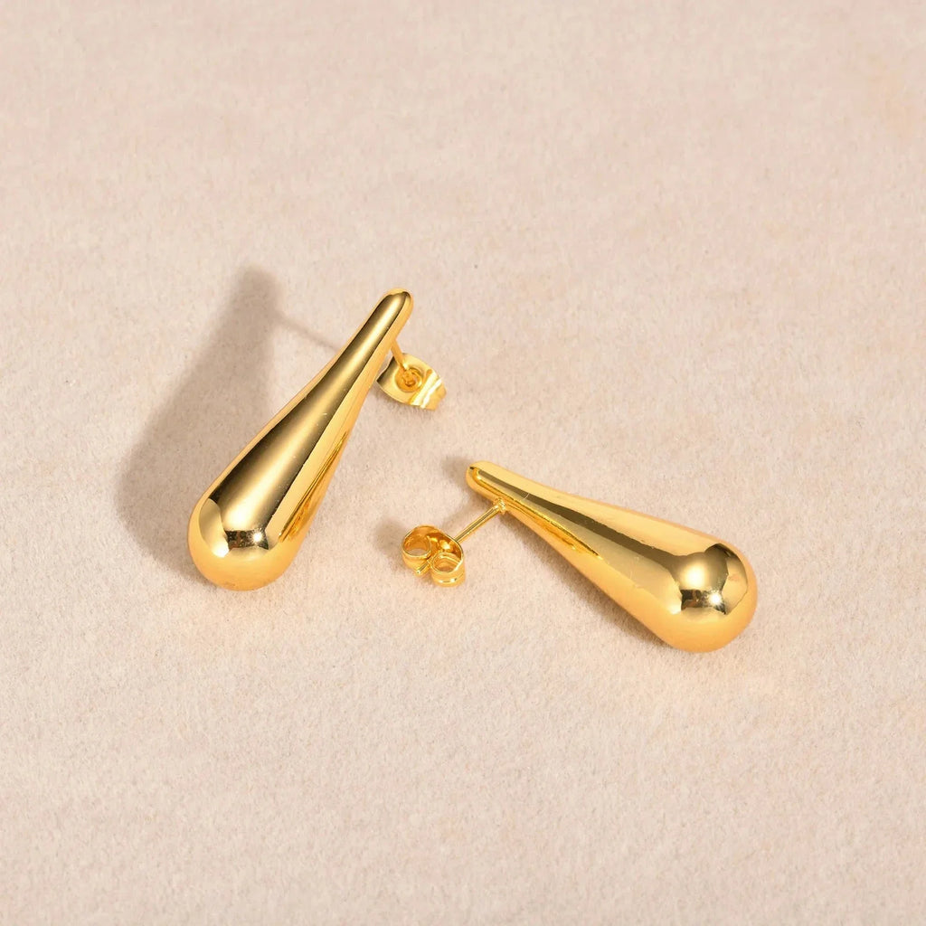 Fine Water Drop Stud Earrings