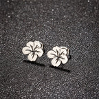 Women's Flower Stud Earrings Silver