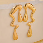 Asymmetrical Water Drop Stud Earrings gold