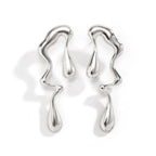 Asymmetrical Water Drop Stud Earrings silver