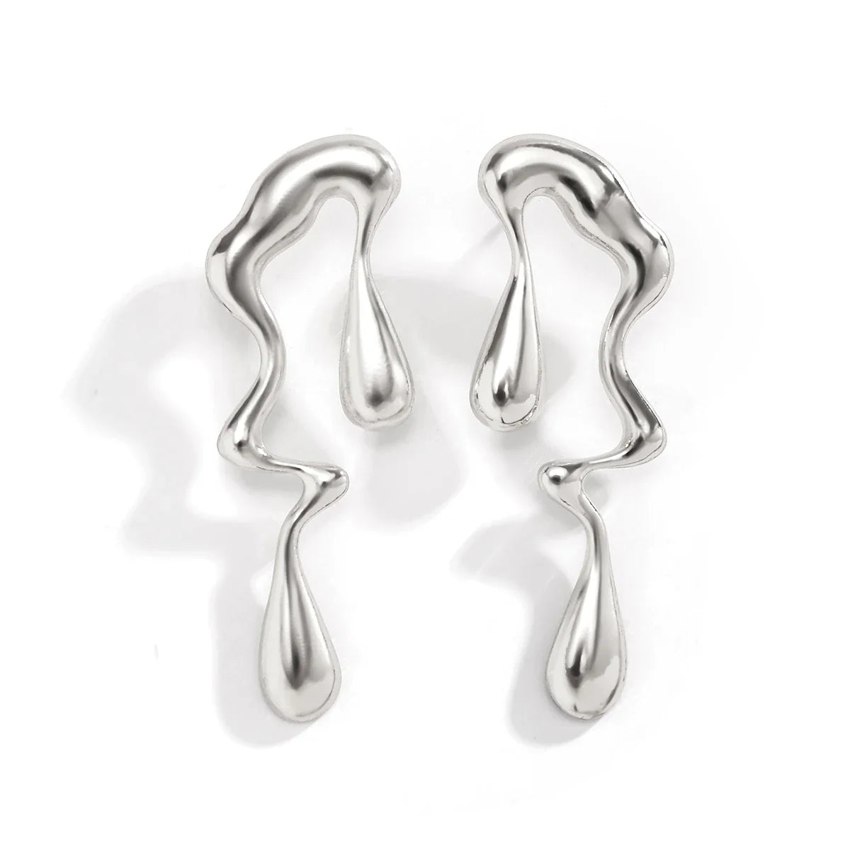Asymmetrical Water Drop Stud Earrings silver
