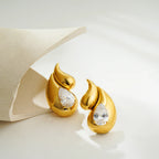 Water Drop Stud Earrings with Rhinestones