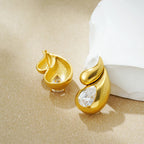 Water Drop Stud Earrings with Rhinestones