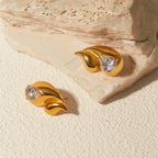 Water Drop Stud Earrings with Rhinestones