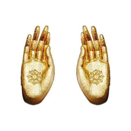 Buddha Hand Gold Stud Earrings