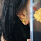 Buddha Hand Gold Stud Earrings