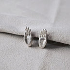 Buddha Hand Silver Stud Earrings