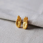 Buddha Hand Gold Stud Earrings