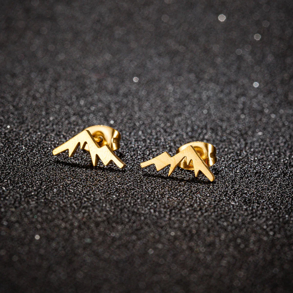 Mountain Stud Earrings for Women or Men gold