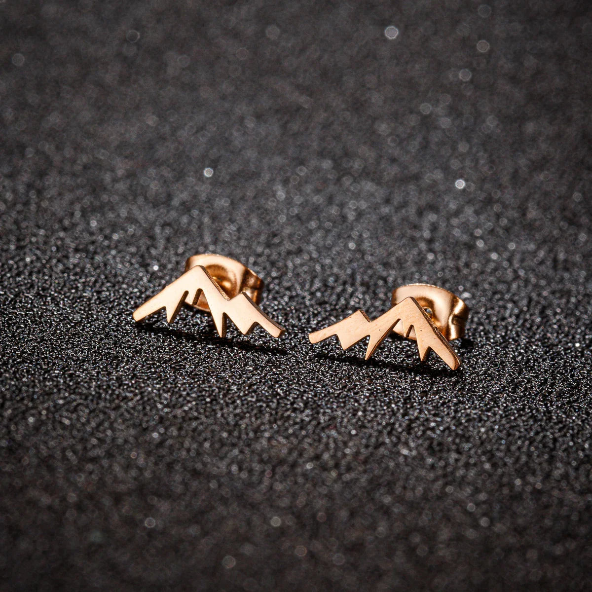 Mountain Stud Earrings for Women or Men rose gold