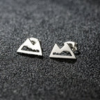 Minimalist Mountain Stud Earrings Silver