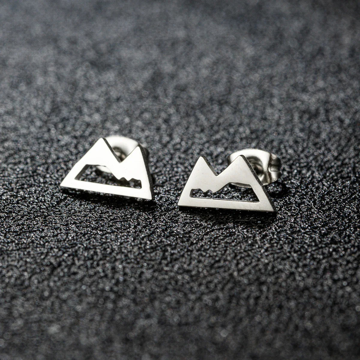 Minimalist Mountain Stud Earrings Silver