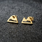 Minimalist Mountain Stud Earrings Gold