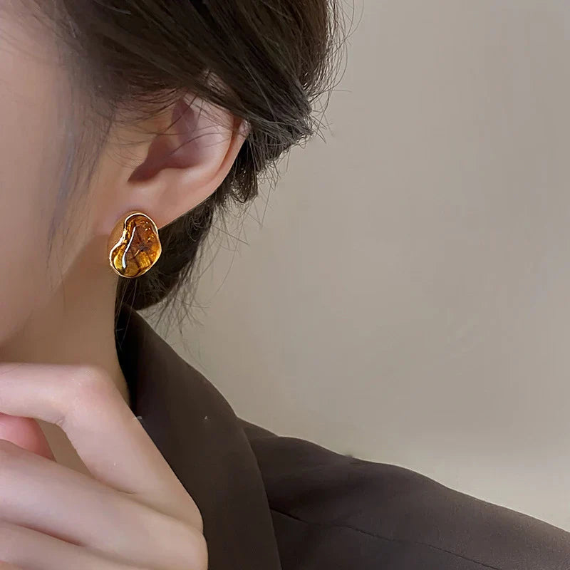 Women's Protective Tiger's Eye Stud Earrings