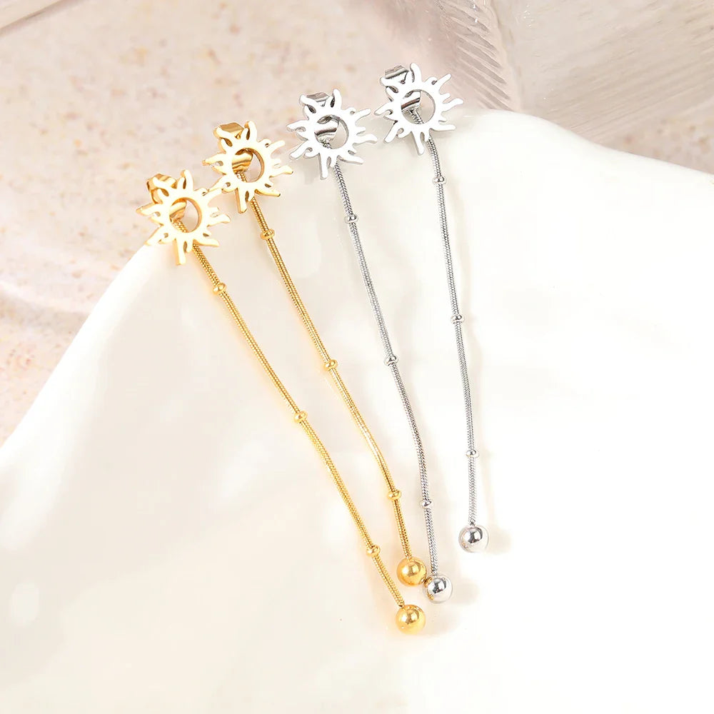Sun Drop Stud Earrings in Silver